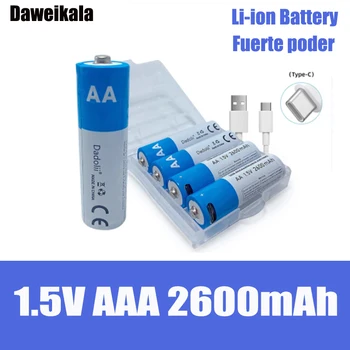 С голям капацитет от 1,5 AA 2600 МВтч USB акумулаторна литиево-йонна батерия за мишката с дистанционно управление, малък вентилатор, електрическа играчка батерия + кабел