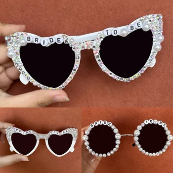 Сватбената парти Слънчеви очила за бакалавър, бъдещата булка е във формата на сърце, рамки за момичета, Висящи очила на носа, Слънчеви очила в стил Рок, Жена