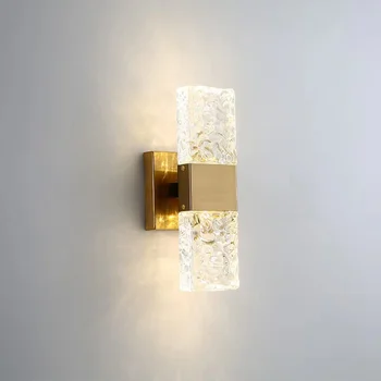 Скандинавски Златисто-Меден цвят, с монтиран на стената лампа За украса на помещенията; Луксозно Кристалното халба бира за преминаване по стълбите; Стенен лампа за дневна, спалня, гардеробна