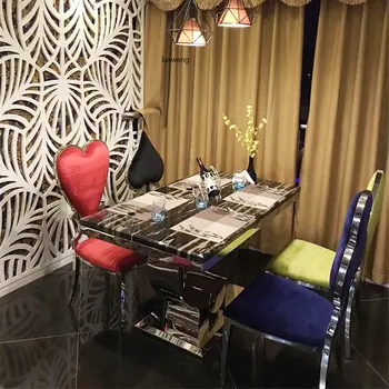 Трапезария Стол в стил постмодерното, Кухненски Стол, направен От Неръждаема Стомана, нео-класически Прост Стол, Хол, Фланелен Трапезни Столове в стил 