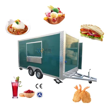 Трейлър за продажба на хот-дога за барбекю с DOT CE, напълно оборудван трейлър за хранене, камион за хранене с напълно оборудван кухненски бокс