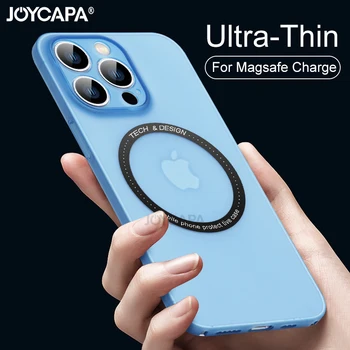 Ултра-тънък и с 0,3 мм и матиран магнитен калъф за безжичното зареждане Magsafe Case for iPhone 13 12 Pro Max Тънък прозрачен калъф устойчив на удари