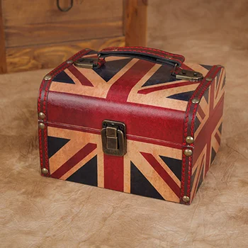 Фабрика продава ковчег с европейски флаг Mi Zi, антични дървени портативен кутия за грим, кутия за съхранение