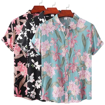 Хавайски Мъжка Риза, Лятна Плажна Ежедневни Укороченная Тениска с 3D Принтом Семки, Градинска Мода широки Дрехи Големи Размери, Улични Тениски