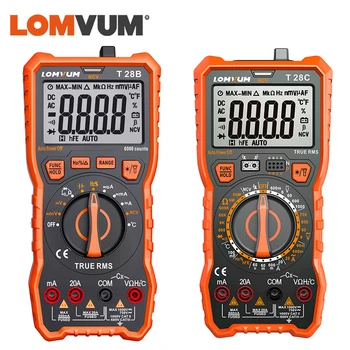 Цифров мултицет LOMVUM с автоматично определението на обхвата на 6000 точки, мултицет-тестер, 2 сензора За измерване на напрежение, ток, капацитет