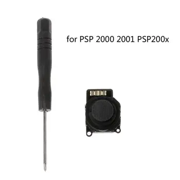 черен аналогов модул 3D джойстик за подмяна на резервни аксесоари за контролер PSP 2001 200X с отвертка 45BA